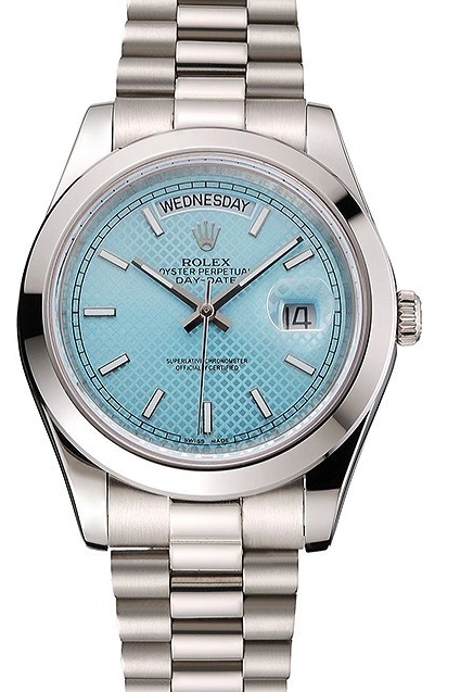 MiroTime 0712 Swiss Rolex Day Date 40 Platinum Ice Blue Dial Stainless Steel Case And Bracelet